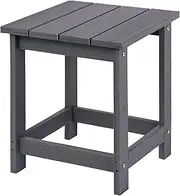 [LZRS] Adirondack Square Outdoor Side Table, Pool Composite Outdoor Patio Table,HDPE End Tables for Backyard,Pool, Indoor Outdoor Companion, Easy Maintenance & Weather Resistant(Grey)