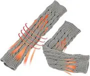 [Generic] Long Arm Warmers - Winter Knitted Sleeves Sun Protection Arm Warmers | Fingerless Stretchy Warming Thumb Hole Gloves Elbow Length Lightweight Long Hand Warmers for Women Men Outdoor Sportar, Light