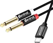 Devinal USB C to 1/4" inch Audio Cable, Type C to Dual 6.35mm TRS Stereo Aux Cord Y Splitter for Smartphone, Tablet, Laptop Link Amplifier, Mixing Console Mixer, Speaker, 6.6 Feet