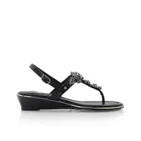在飛比找PChome24h購物優惠-Keeley Ann雅緻鑽飾楔型涼拖鞋(黑色33200841