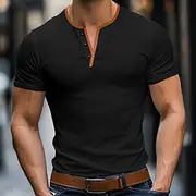 Men's T Shirt Short Sleeve V Neck Summer Plain Fashion Classic Casual Plain Street Casual Sports Black White Gray Top Tee for Men