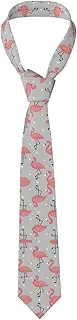 [CADREWY] Flamingo Print Soft Men Necktie Classic Tie For Weddings And Special Occasions Ties Business, Black