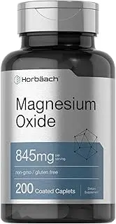 Magnesium 250mg | 200 Coated Caplets | As Magnesium Oxide | Vegetarian, Non-GMO, and Gluten Free Supplement | by Horbaach