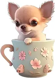 [Generic] Dog Purse Charm | Teacup Puppy Key Ring Decoration - Women Decorative Key Fob Wallet Pendant 2D Acrylic Key Ring for Coin Purse Accessory
