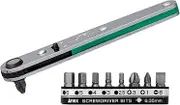 ANEX No. 425-9B Ratchet Screwdriver, Offset Type, Straight Type, 9 Piece Bit Set