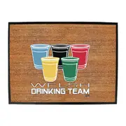 Alcohol Welsh Drinking Team Glasses - Funny Novelty Doormat Man Cave Floor mat