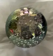 1996 GES Multi Color Art Glass PAPERWEIGHT w/Bubbles by Glass Eye Studio