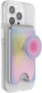 PopSockets: PopWallet+ for MagSafe - Includes Adapter Ring for MagSafe - Card Holder with Integrated Interchangeable PopTop for Smartphones and Cases - Aura