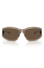 DIESEL® 65mm Oversize Wrap Sunglasses in Metallic Kaki/Brown at Nordstrom One Size