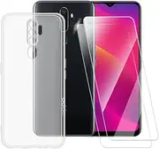 Printed TPU Case + 2-Pack Tempered Glass Screen Protector Compatible with Oppo A11, Artistic Slim Shockproof Cover, Anti-Scratch, Full Protection