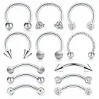 Cartlidge Earrings For Women 12pcs Stainless Steel Rook Daith Tragus Belly Lip