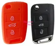 ORANGE SILICONE CAR FLIP KEY COVER for VW VOLKSWAGEN MK7 GOLF