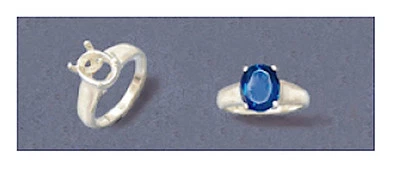 (8x6-12x10mm) Oval Comfort Fit Sterling Silver Pre-Notched Ring Setting Size 7
