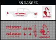 HotWheels (1/64), 55 Gasser "Red Rooter" Waterslide, Printed White First, Decals