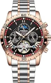 [DAXIAOYU] Fashionable Men's Watch Luxury Automatic Mechanical Watch Tourbillon Waterproof Luminous Date Week Men Wristwatch Stainless Steel Men's Watches