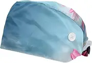 [FVQL] Set of 2 Scrub Caps Women Nurse Hats Surgical Cap, Art Pattern Flower and Stone