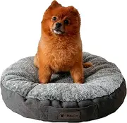 Small Round Memory Foam Cushion for Dogs and Cats - Relieves and Preserves Joints - Relaxes and Reversible Summer/Winter - Easy to Carry - Does Not Deform and is