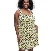 DVF For Target Yellow Poppy 90’s Mini Shift Dress Size 18