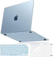 MOSISO Compatible with MacBook Air 15 inch Case M4 M3 M2 2025 2024 2023 Release A3241 A3114 A2941, 100% Match Official Color, Slim Hard Case&Matching Color Keyboard Cover&Screen Film, Sky Blue