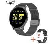 LIGE New Color Screen Smart Watch Women Men Multifunctional Sport Heart Rate Blood Pressure IP67 Waterproof Smartwatch+Box - Black2