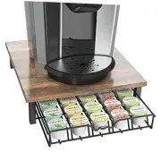 DecoBrothers K-Cup Holder Drawer for 30 Coffee Pods Storage, Rustic Brown