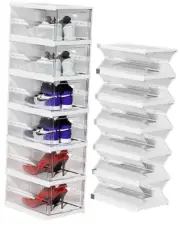 Shoe Boxes Clear Plastic Stackable, Shoe Storage Organizer Boxes Easy
