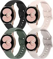 [4 Pack] Sport Bands for Samsung Galaxy Watch 5/6/4/3 40mm 44mm, 20mm Adjustable Soft Strap Replacement for Women Men