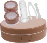 UTHCLO 1Set Cosmetic Carrier Portable Holder with Mirror Leak Makeup Storage Box Hygienic Organizer for Travel Durable and Moisture Retaining Milk Tea