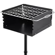 Outdoor Park Style Grill 16 x 16 Inch Park Style Charcoal Grill Carbon Steel Park Style BBQ Grill Height 50-in Adjustable Charcoal Grill with Stainless Steel Grate Outdoor Park Grill,