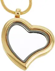 RUBYCA Living Memory Heart Locket Snake Chain Necklace Crystal Floating Charm DIY Gold Tone 10Pcs