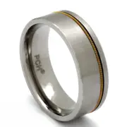 Titanium Guitar String Ring, 8mm Comfort Fit Wedding Band