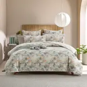 Ollie Quilt Cover Set Beige Velvet Polyester Cotton