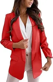 [Generic] Womens Front Fashion Long Sleeve Business Work Casual Suit Jackets Lightweight Notched Collar Cardigan Pink Ladies Jacket Black Blazer Women Hangers Non Slip Plus Coat