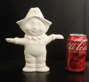Vintage U Paint Ceramic Bisque Happy Scarecrow! Different face on front and back