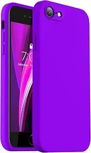 Vooii for iPhone SE Case 2022/3rd/2020,iPhone 8/7 Case, Upgraded Liquid Silicone with [Flat Edges] [Camera Protection] [Soft Anti-Scratch Microfiber Lining] Phone Case for iPhone SE - Neon Purple