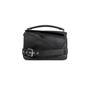 [LOEWE] Large Puzzle Biker Bag in Shiny Calfskin Black