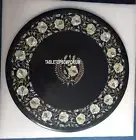 36" Black Marble Side Dining Table Top Marquetry Work Inlay Mother of Pearl Arts