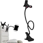 Lmyit Gooseneck Cell Phone Holder - 360 Adjustable Lazy Gooseneck Bed Phone Holder Mount | Multifunctional Long Arm Clip Clamp for Desk, Headboard, Bedside, Bed