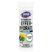 NOW Foods, Sports, Effer-Hydrate, Lemon Lime, 10 Tablets, 1.8 oz (51 g)