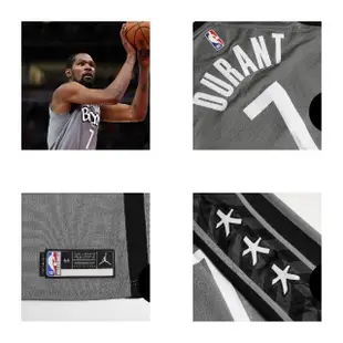 【NIKE 耐吉】球衣 男款 灰 白 籃網隊 KD 布魯克林 Nets NBA 7號 籃球 Durant 快乾(CV9469-005)