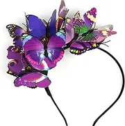 Costume Bay Butterfly Headband Headpiece Hair Accessory Hairband Cute Headwear Ornament Colorful Band Whimsical Hair Jewelry Motif Trendy Nature-inspired Christmas (Purple, ONE)