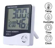 Digital Humidity Meter Indoor Clock Room Thermometer Hygrometer LCD Temperature