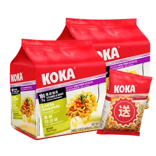 新加坡進口KOKA可口非油炸星洲叻沙番茄味方便麵泡麵速食拉麵340g