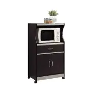 Hodedah Microwave Cart With One Drawer Two Doors and Shelf for Storage