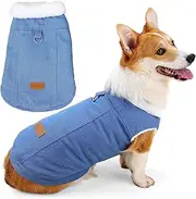 Zunea Soft Denim Winter Dog Jackets Coat for Small Medium Dogs Corgi Fleece Lined Coats with D-Ring Soft Warm Cold Weather Vest Jacket Puppy Clothes Pet Dachshund Apparel Lightblue M