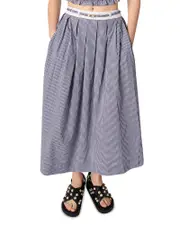 Maje Gingham Maxi Skirt
