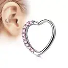 Piercing Ear Cartilage Daith Heart Rhinestones Roses