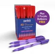 Swash Premium Triangular Medium Tip Ballpoint Pens Red Plus 3 Free Green Ballpoi