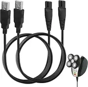 Cable For Skull Shaver, Charging Cord For Philips Trimmer Charger, USB Charger Cable For Skull Pitbull Charger, 2 Pcs 5V Wire Shaver Compatible With Skull Pitbull Gold PRO (1.2m Black)