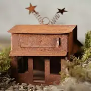 Trio of Rustic Metal Old Time Look Village Stores for Your Fairy Garden or